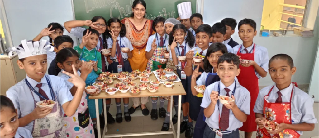 Teacher with group of very active students.